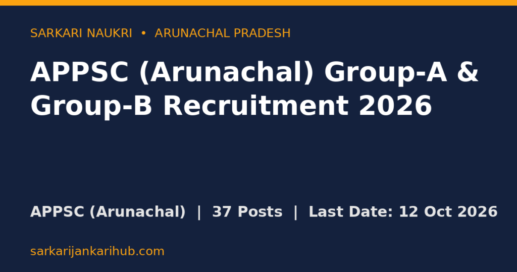 APPSC (Arunachal) Group-A & Group-B Recruitment 2026