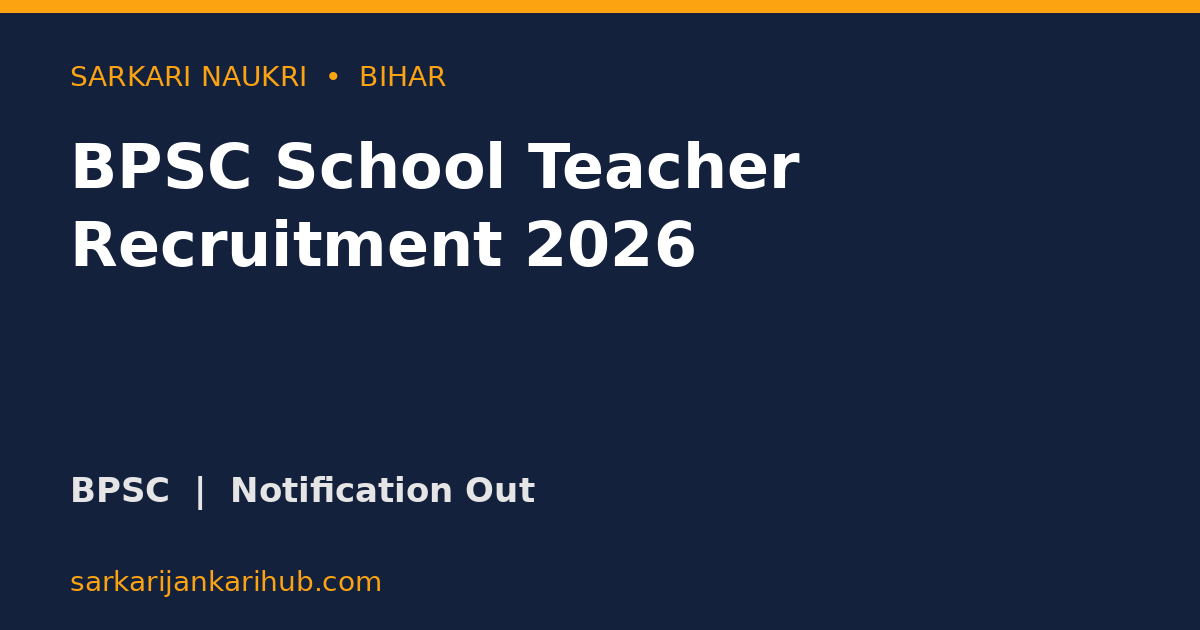 BPSC School Teacher Recruitment 2026