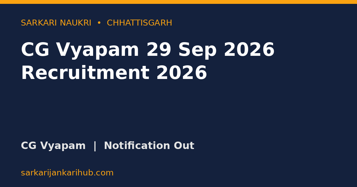 CG Vyapam 29 Sep 2026 Recruitment 2026