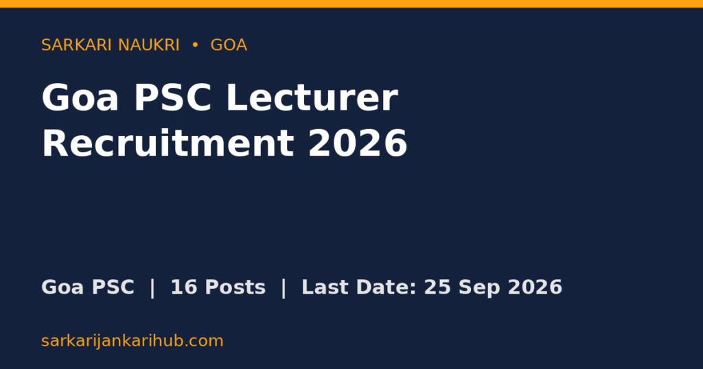 Goa PSC Lecturer Recruitment 2026