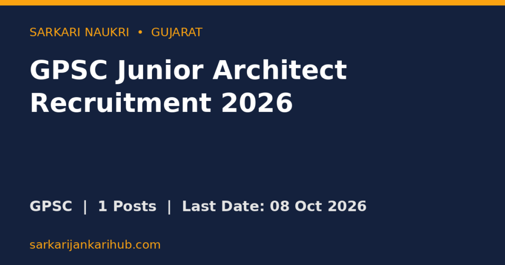 GPSC Junior Architect Recruitment 2026
