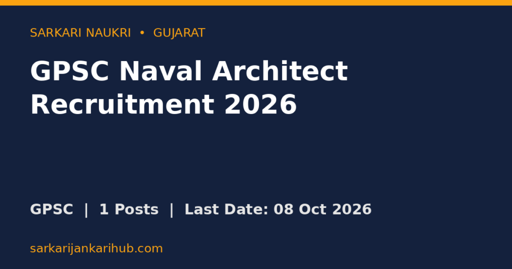 GPSC Naval Architect Recruitment 2026
