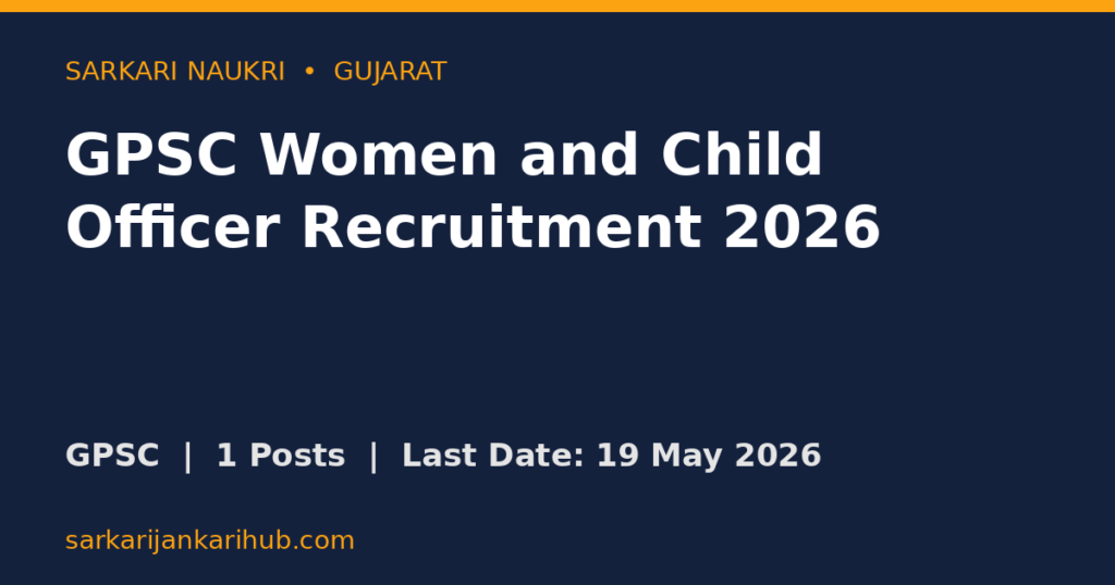 GPSC Women and Child Officer Recruitment 2026
