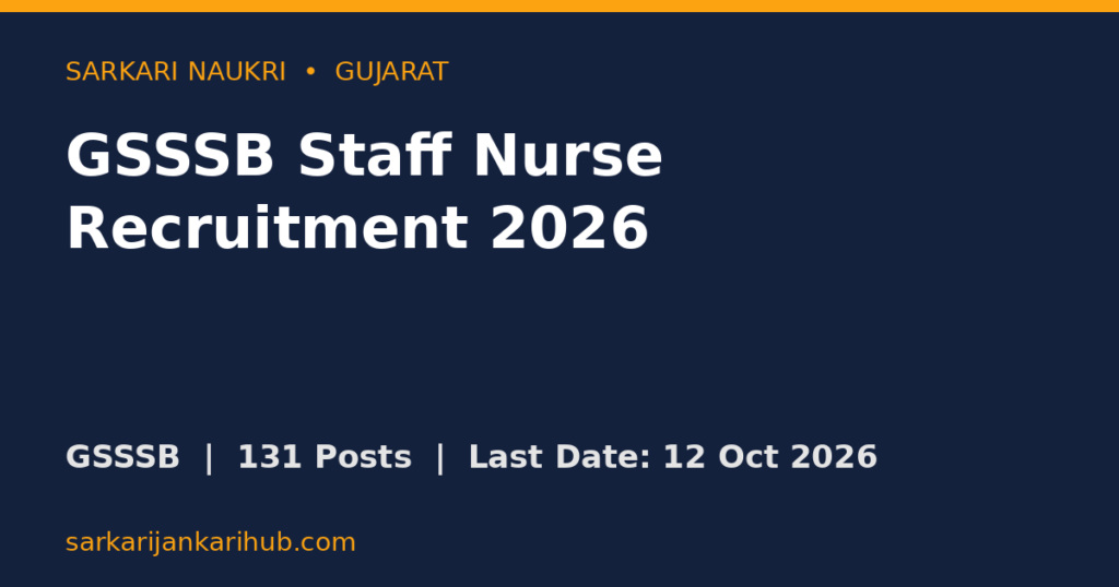 GSSSB Staff Nurse Recruitment 2026