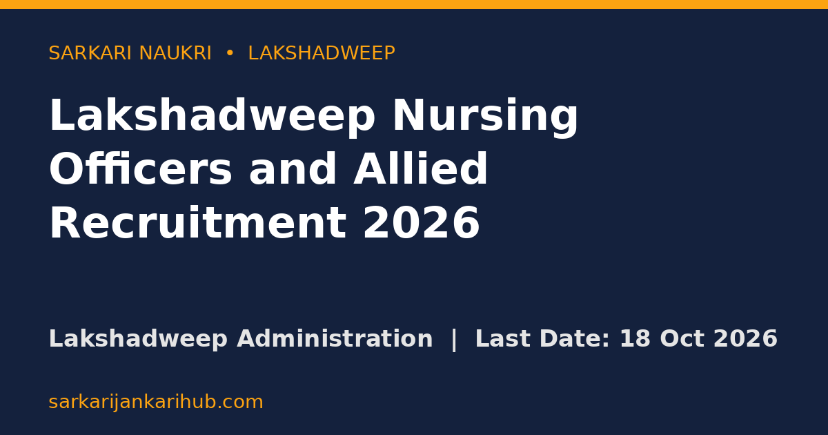 Lakshadweep Nursing Officers and Allied Recruitment 2026