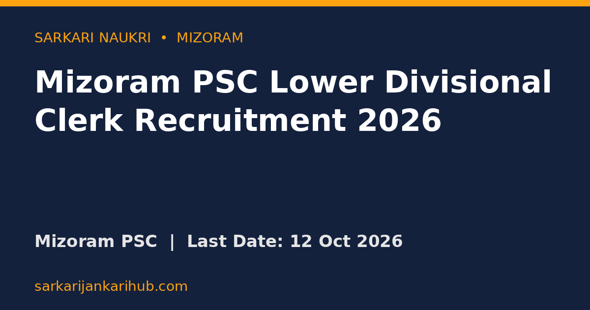 Mizoram PSC Lower Divisional Clerk Recruitment 2026