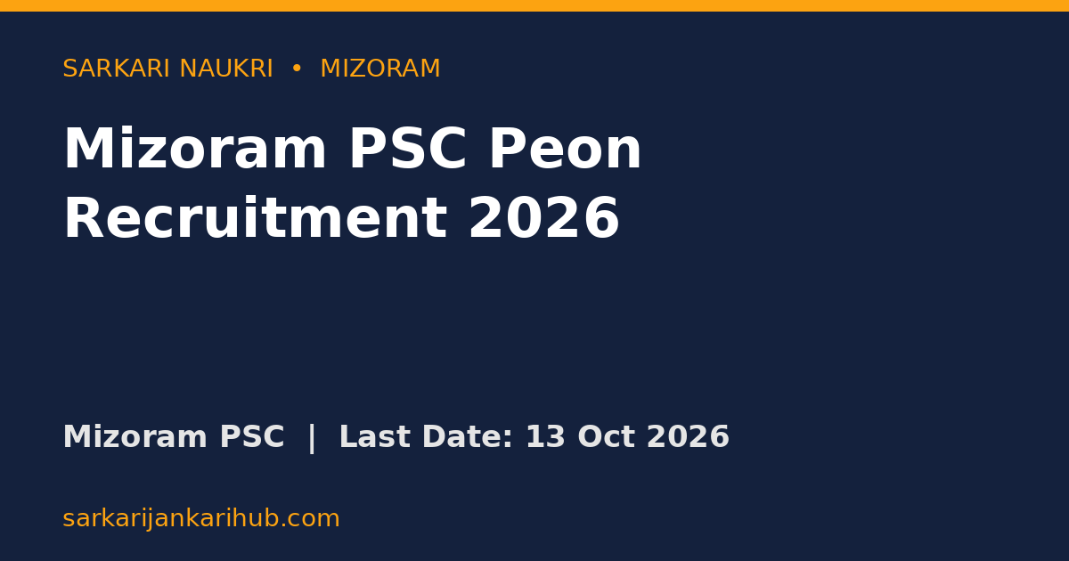 Mizoram PSC Peon Recruitment 2026
