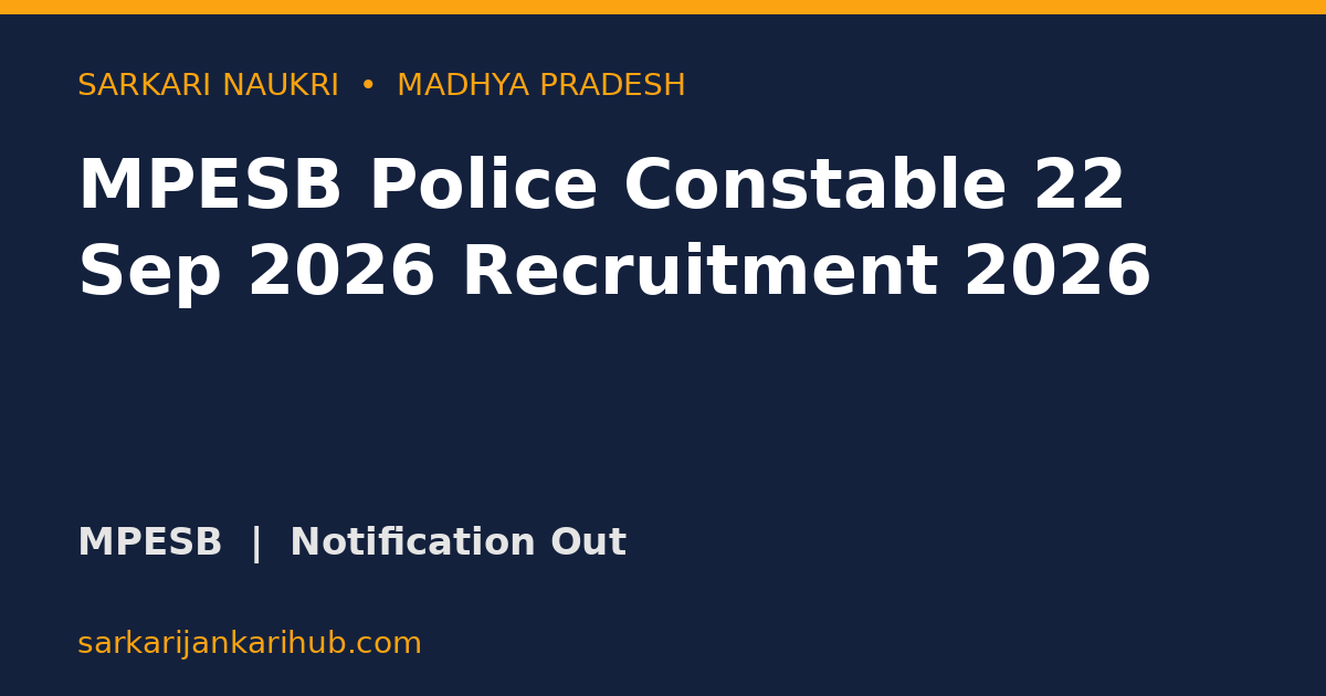 MPESB Police Constable 22 Sep 2026 Recruitment 2026