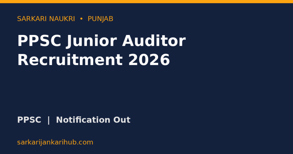 PPSC Junior Auditor Recruitment 2026