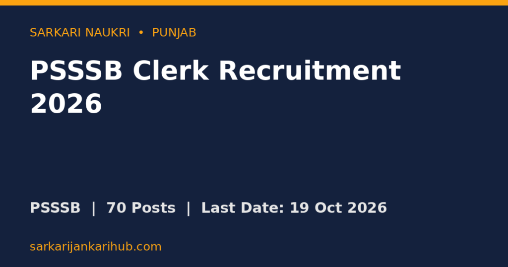 PSSSB Clerk Recruitment 2026