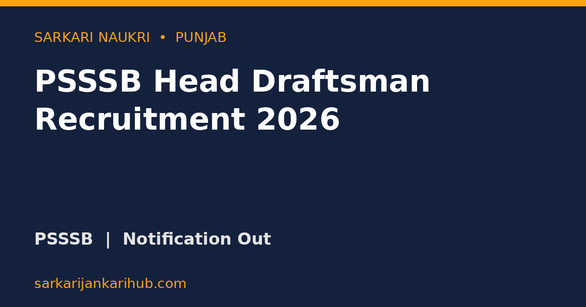 PSSSB Head Draftsman Recruitment 2026