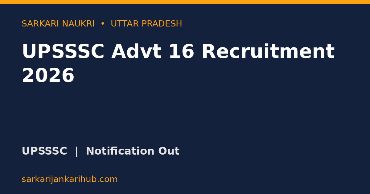 UPSSSC Advt 16 Recruitment 2026