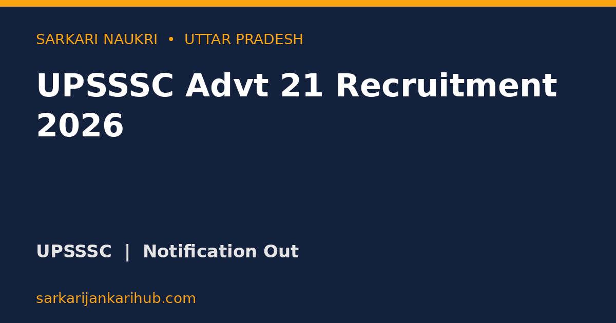UPSSSC Advt 21 Recruitment 2026